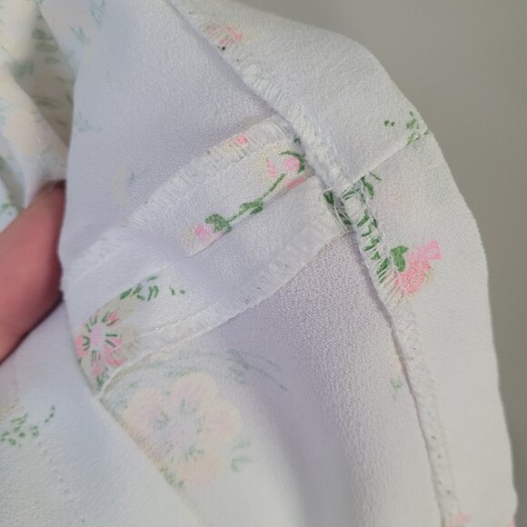 Vintage white floral shirt, 1970s handmade floral shirt - Picture 6 of 11